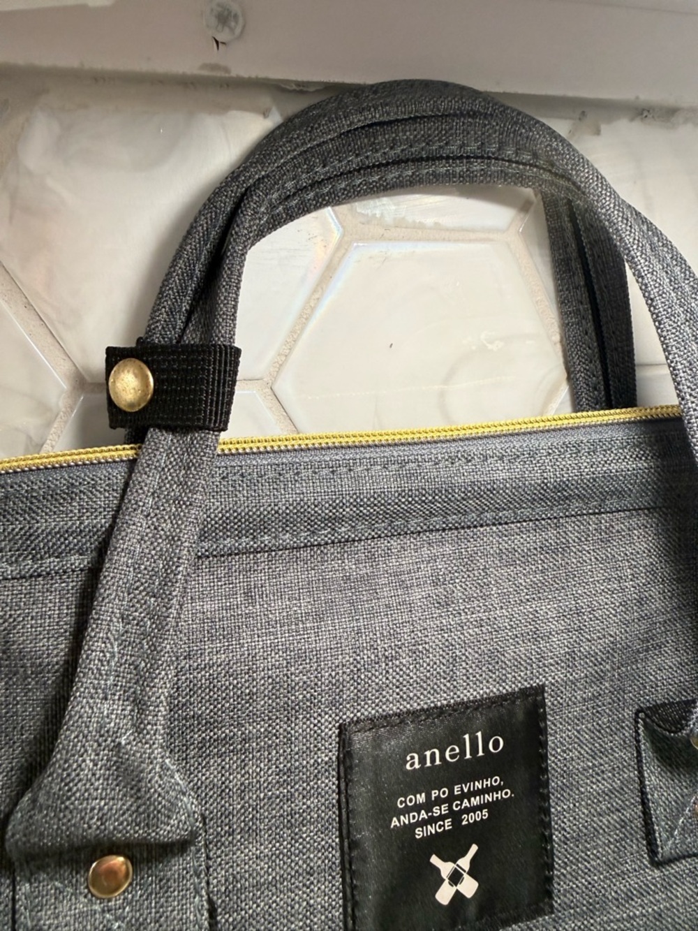Authentic Anello Classic "Kuchigane" Backpack – Heather Grey NWT Wide Opening - Picture 5 of 11